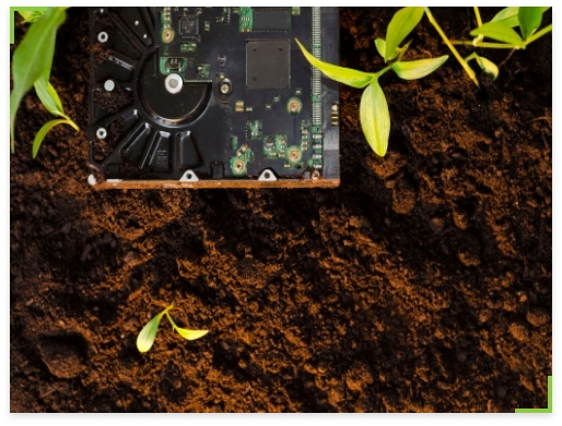 Growing plants in soil without being affected by e-waste machinery